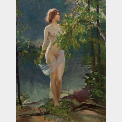 Emile Albert Gruppé (American, 1896-1978) Nude by a Pond's Edge