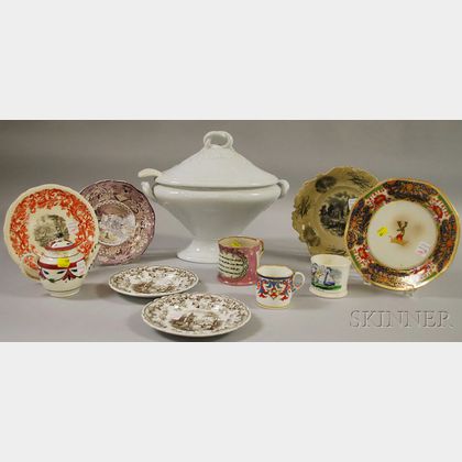 Twelve Pieces of Assorted Mostly English Decorated Ceramic Tableware