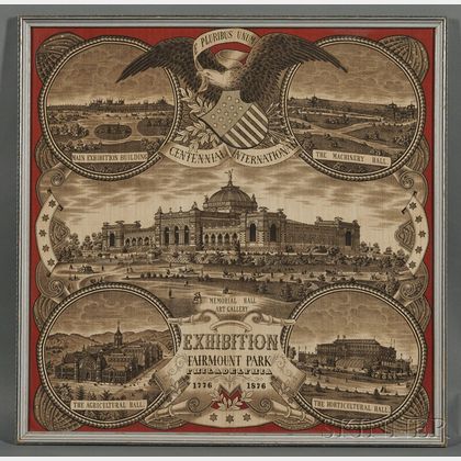 Framed Printed Cotton Centennial Handkerchief