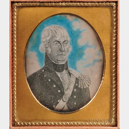 Sixth-plate Daguerreotype of Folk Portrait of Military Officer