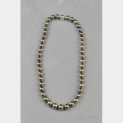 Black Cultured Pearl Necklace, Mikimoto