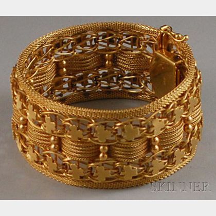 Wide 14kt Gold Flexible Bracelet