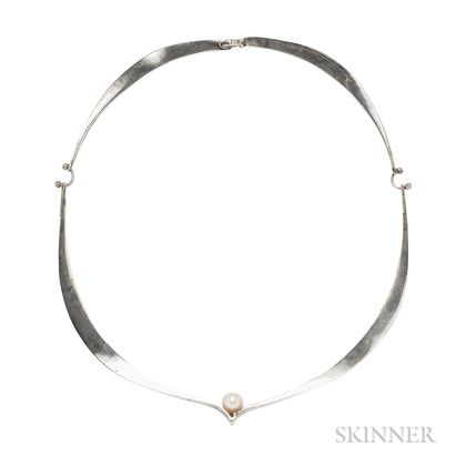Sterling Silver and Cultured Pearl Necklace, Ed Wiener