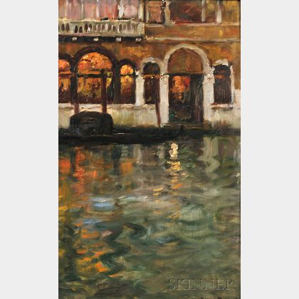 Maurice Bompard (French, 1857-1936) Venise, Canal Reflections, Evening