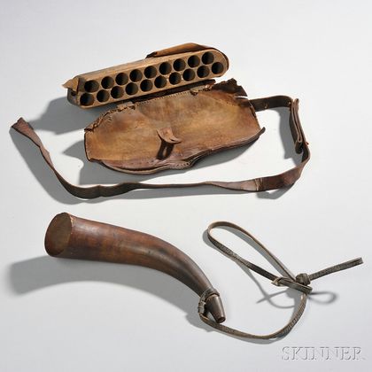 Revolutionary War-era Cartridge Box and Powder Horn
