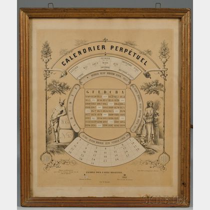 Framed French Perpetual Mechanical Calendar