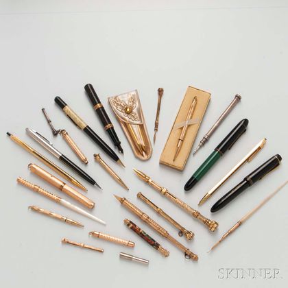 Group of Pens, Pencils, and Pen Parts