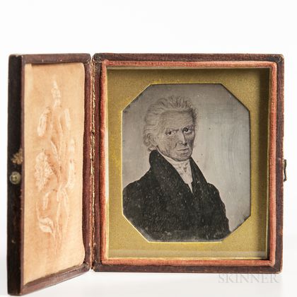 Sixth-plate Daguerreotype of a Folk Portrait of a Gray-haired Gentleman