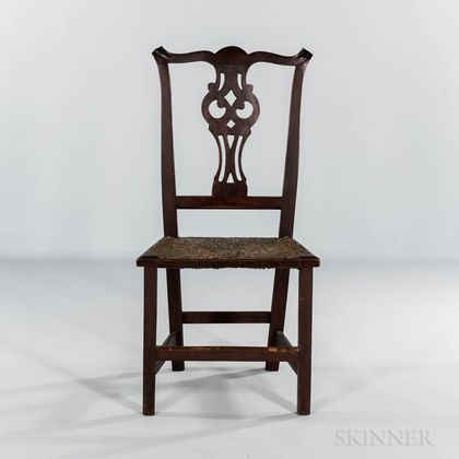 Carved Cherry Rush-seat Side Chair