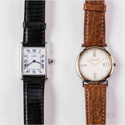 Two Cartier and Tiffany Wristwatches