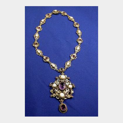 Antique Gem-set and Enamel Pendant Necklace