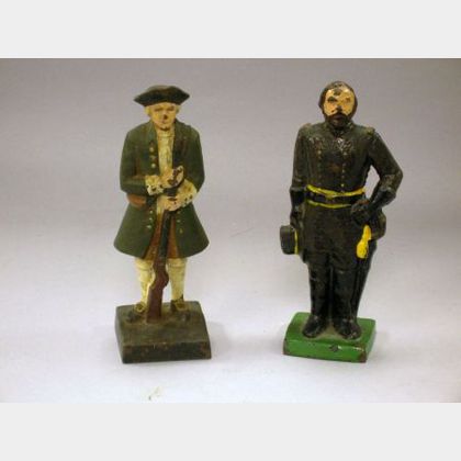 Two Painted Cast Iron Figures of Presidents George Washington and U.S. Grant. 