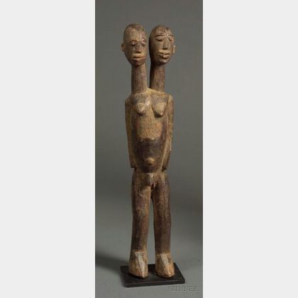 African Carved Two-Headed Figure