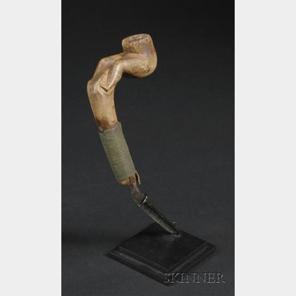 Northeast Carved Wood and Metal Crook Knife