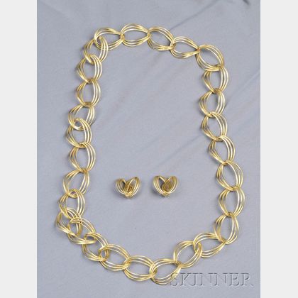 18kt Gold Necklace and Earclips