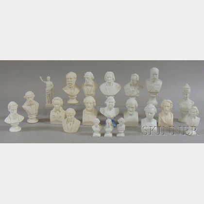 Twenty Small Parian Historical Busts and Figures