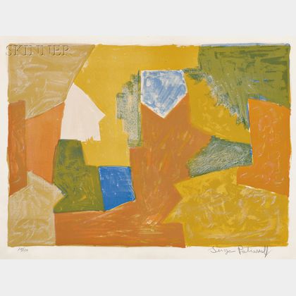 Serge Poliakoff (Russian, 1906-1969) Composition in Yellow, Orange, and Green