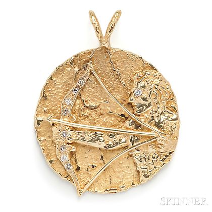 14kt Gold and Diamond Sagittarius Pendant