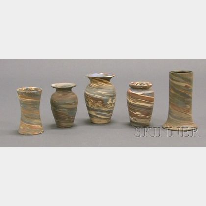 Five Niloak Pottery Vases