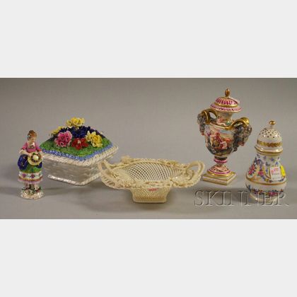 Five Assorted European Decorated Porcelain Articles