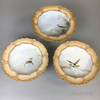 Set of Three Doulton Burslem Bird-decorated Porcelain Compotes