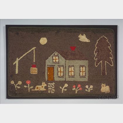 Wool and Cotton Pictorial Hooked Rug