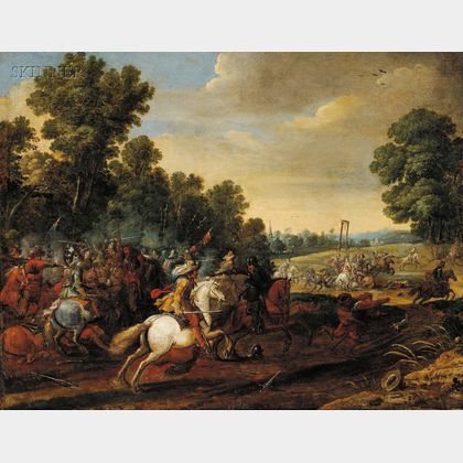 Attributed to Pieter Meulener (Flemish, 1602-1654) Equestrian Battle