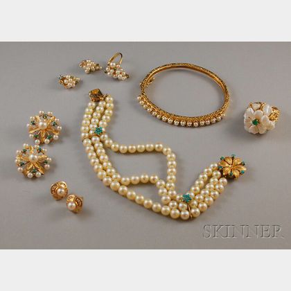 Small Group of Gold and Pearl Jewelry