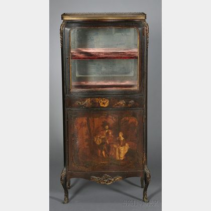 Louis XV-style Bronze-mounted Vernis Martin Vitrine Cabinet