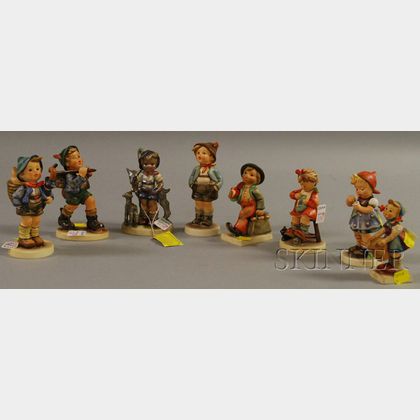 Eight Hummel and Goebel Ceramic Figures and Figural Groups