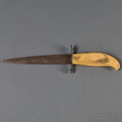 Scrimshaw Whale Tooth-handled Steel Dagger
