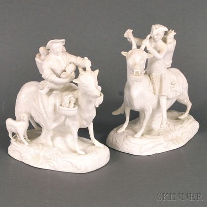 Pair of Continental White Porcelain Figural Groups