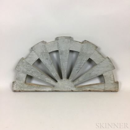 Gray-painted Pine Fan-form Architectural Element