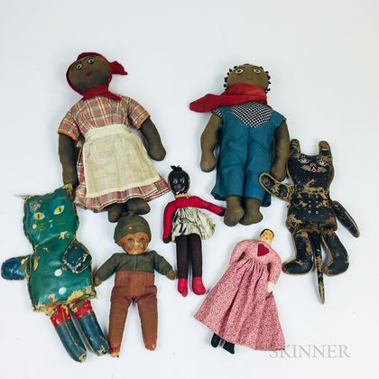 Seven Cloth and Leather Dolls