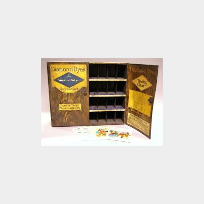 Lithographed Tin Diamond Dyes Retail Display Cabinet. 