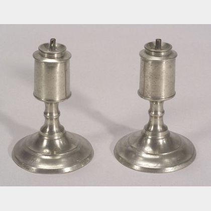 Pair of Small Pewter Whale Oil Lamps