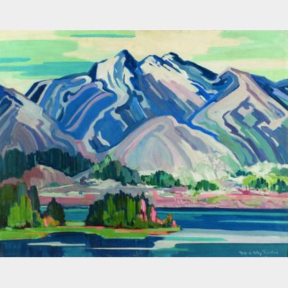 Mildred Valley Thornton (Canadian, 1890-1967) Mountains and Sea / A British Columbia Coastal Scene