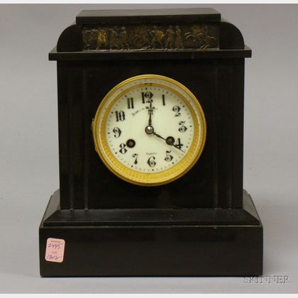 French Black Marble Mantel Clock