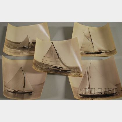 John S. Johnston (British/American, born c. 1839-1899) Lot of Five Yachting Images: Asahi, Carolina, Esperanza, Gloriana
