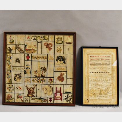 Needlework Sampler and a Needlepoint Picture