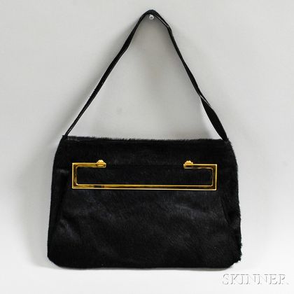 Gianni Versace Black Calfskin Handbag