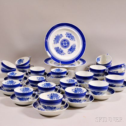 Forty-two Pieces of Copeland Spode Blue "Fitzhugh" Ironstone Teaware. Estimate $100-200