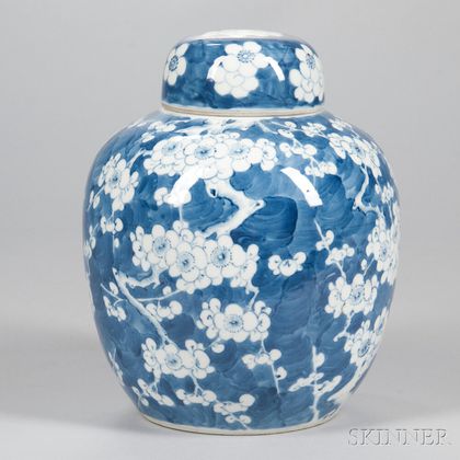 Blue and White Hawthorne Jar and Cover