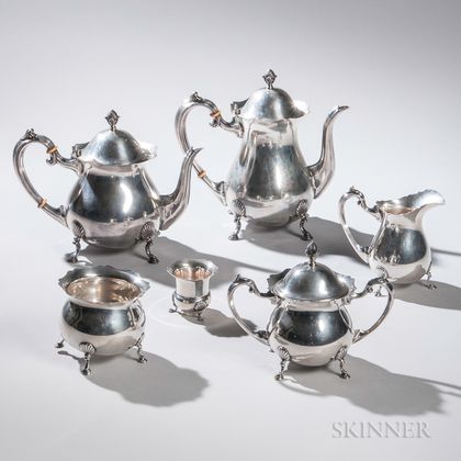 Six-piece Fisher Sterling Silver Tea and Coffee Service