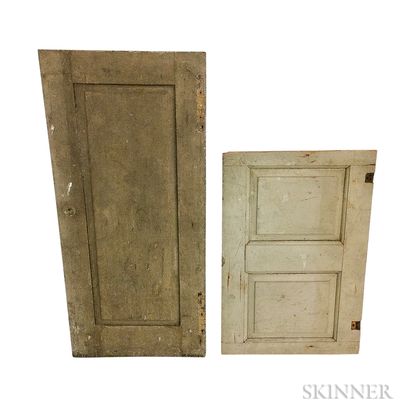 Two Gray-painted Pine Paneled Doors