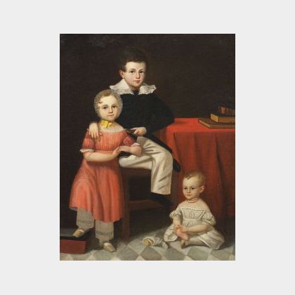 American School/Albany, New York Area, 19th Century Portrait of Three Children