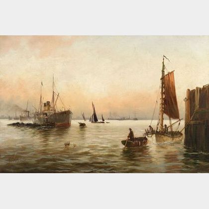 Lester Sutcliffe (British, 19th Century) Harbor Tugs