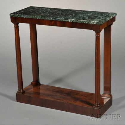 Marble-top Mahogany and Mahogany Veneer Console Table