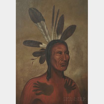 School of George Catlin (American, 1796-1872) Portrait of a Chief, Possibly Matatope