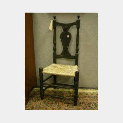 Black Painted Queen Anne Side Chair. 